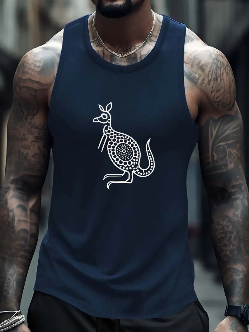 Aussie Singlet Kangaroo Blue XXL