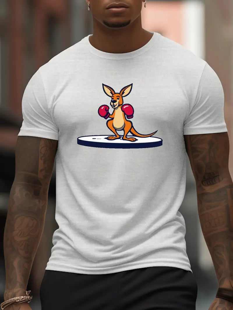 Aussie Tshirt White XXL Boxing Kangaroo