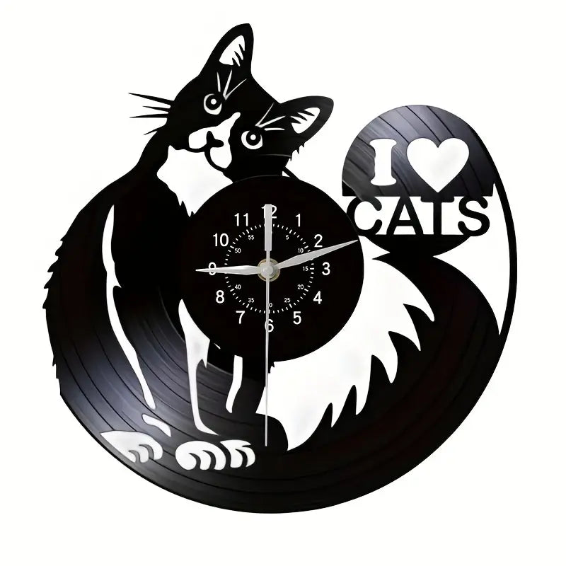 Wall clock black cat