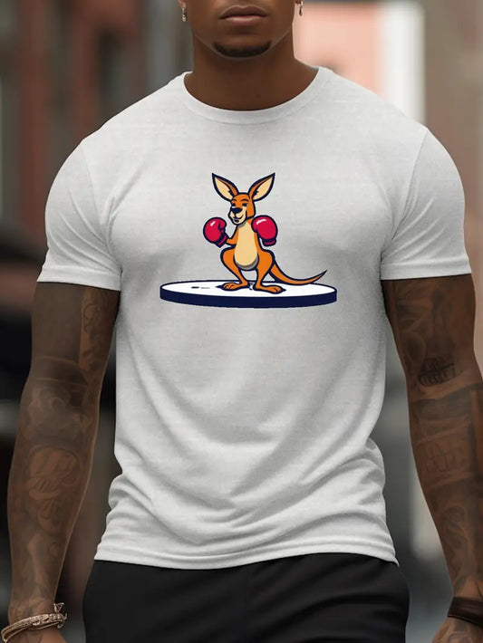 Aussie Tshirt White XXL Boxing Kangaroo
