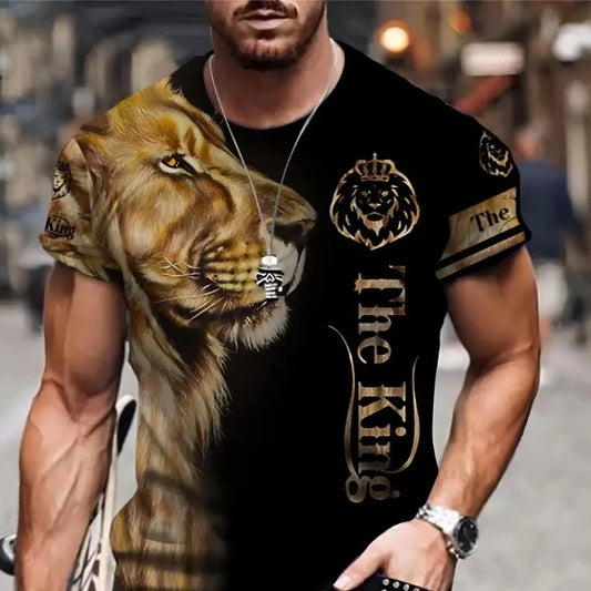 Mens T Shirt Gold Lion Black XL