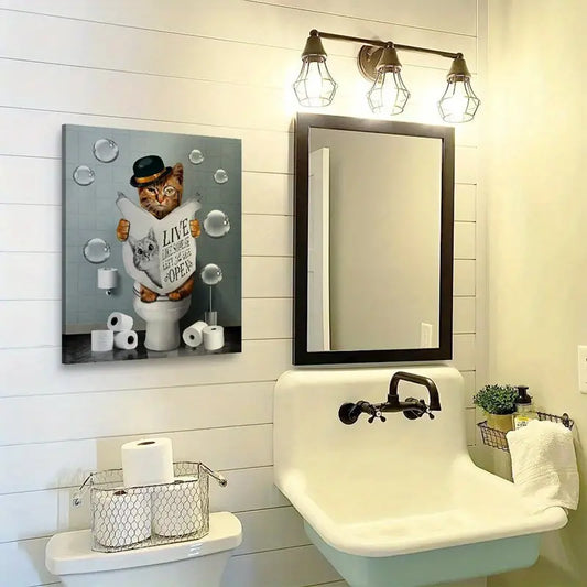 Wall art bathroom cat