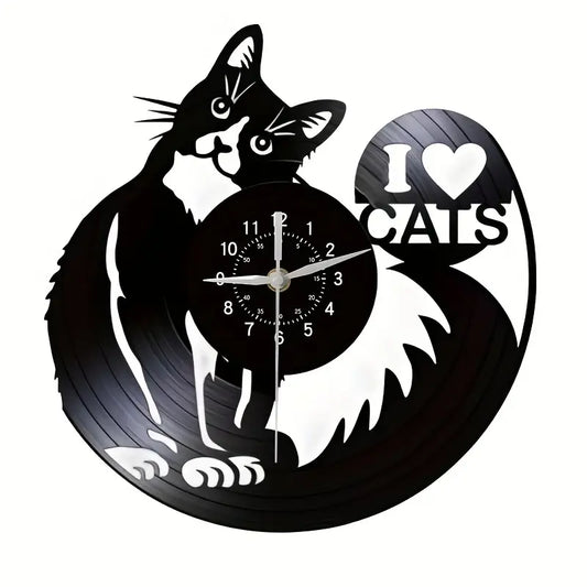 Wall clock black cat